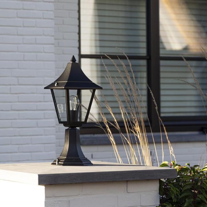 Tuinverlichting klassiek Livorno Sokkellamp Zwart, Tuin en Terras, Buitenverlichting, Verzenden