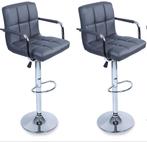 TRESKO® Set van 2 barkrukken grijs met armleuningen, rugleun, Verzenden, Nieuw