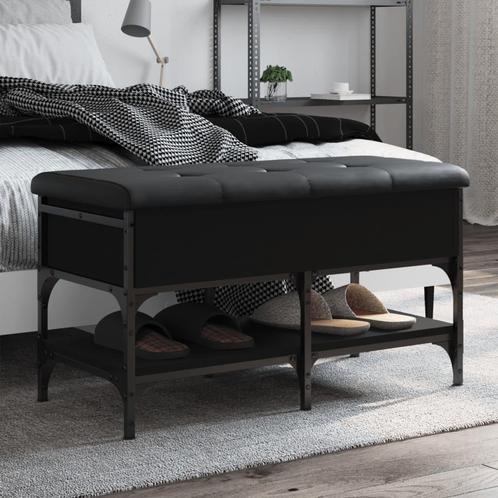 vidaXL Schoenenbank 82x42x45 cm bewerkt hout zwart, Huis en Inrichting, Overige Huis en Inrichting, Nieuw, Verzenden