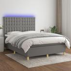 vidaXL Boxspring met matras en LED stof donkergrijs 140x200, Verzenden, Nieuw