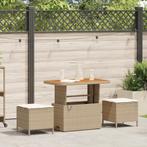 vidaXL 3-delige tuinset met kussens in beige poly rattan en, Tuin en Terras, Verzenden, Nieuw, Tuinset