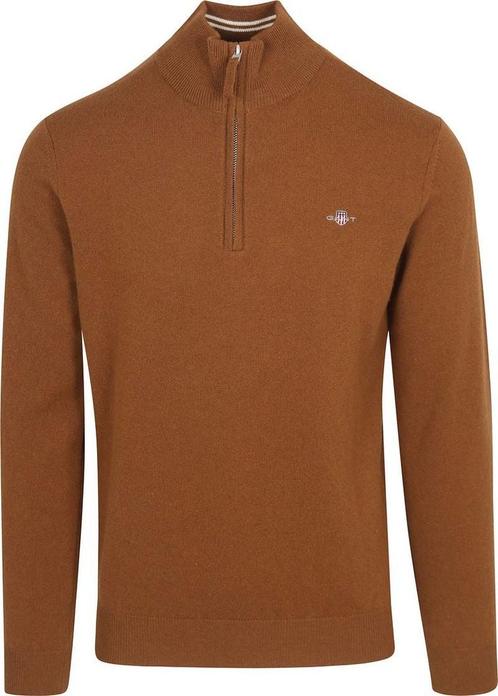 Gant Half Zip Trui Lamswol Bruin maat Maat 52/54 (L) Heren, Kleding | Heren, Truien en Vesten, Bruin, Nieuw, Maat 52/54 (L), Verzenden