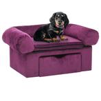 vidaXL Hondenbank met lade 75x50x38 cm pluche bordeauxrood, Verzenden, Nieuw