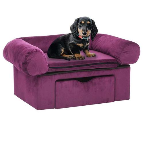 vidaXL Hondenbank met lade 75x50x38 cm pluche bordeauxrood, Dieren en Toebehoren, Honden-accessoires, Nieuw, Verzenden
