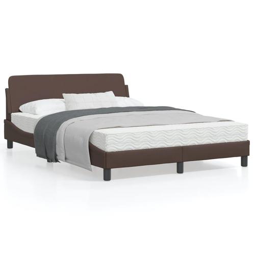 vidaXL Cadre de lit avec tête de lit Marron 120x200 cm, Maison & Meubles, Chambre à coucher | Lits, Neuf, Envoi