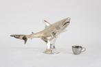 Figuur - Haai in een glanzende zilveren legering, Antiek en Kunst