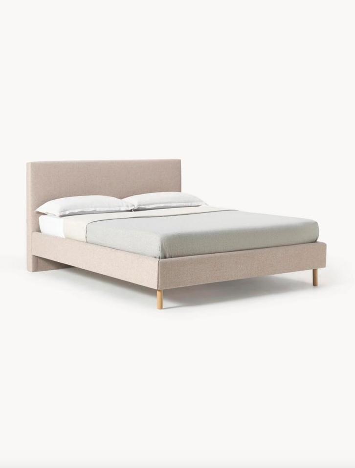 Bed beige met hoofdbord, Huis en Inrichting, Slaapkamer | Bedden, Overige maten, Nieuw, 160 cm, Tweepersoons, Ophalen