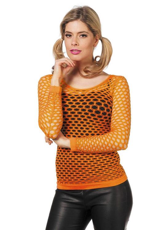 Visnet Shirt Lange Mouwen Oranje 38, Kleding | Dames, Carnavalskleding en Feestkleding, Nieuw, Verzenden