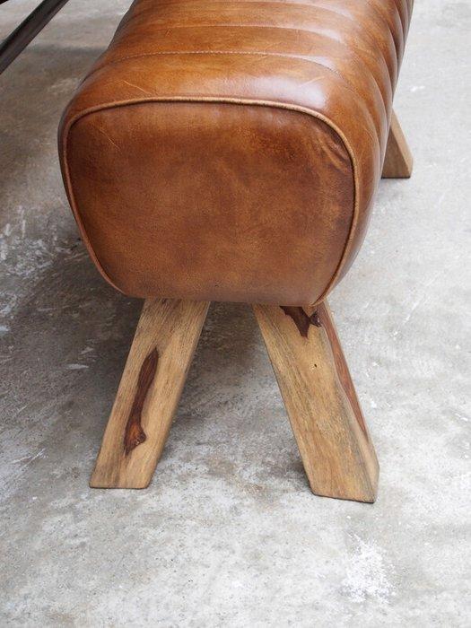 Handcrafted Gym Pommel Horse bench - Cognac Brown - 88 cm, Antiquités & Art, Curiosités & Brocante