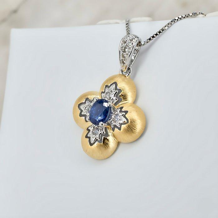 Zonder Minimumprijs - Halsketting Verguld Saffier - Topaas -, Handtassen en Accessoires, Kettingen