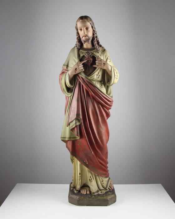 Beeld, Jezus met Heilig Hart - 86 cm - Gips, Antiek en Kunst, Kunst | Niet-Westerse kunst