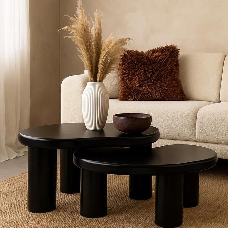 Tables dappoint asymétriques - noir - 2 stuks, Huis en Inrichting, Woonaccessoires | Overige, Verzenden