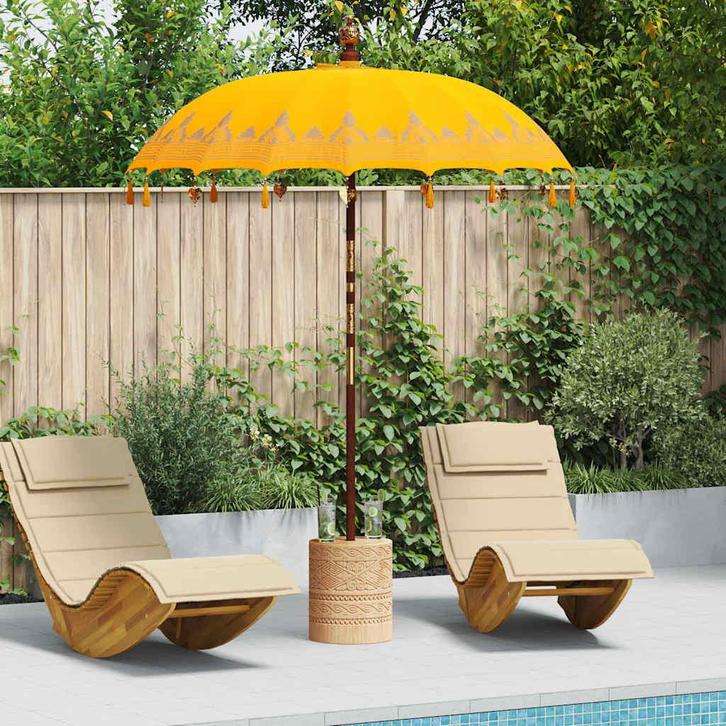 vidaXL Balinese Parasol Geel 185 x 185 x 260 cm Katoen, Tuin en Terras, Parasols, Nieuw, Verzenden