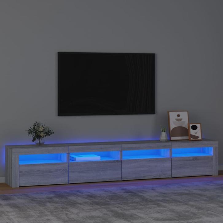 vidaXL Tv-meubel met LED-verlichting 240x35x40 cm grijs, Huis en Inrichting, Kasten |Televisiemeubels, Nieuw, Verzenden