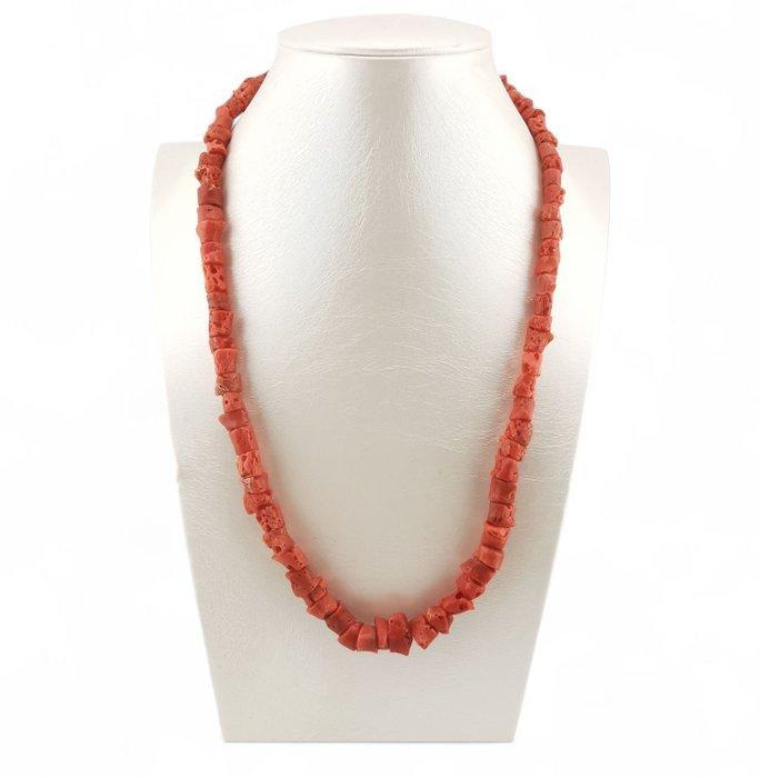 Koraal - Zilver - Halsketting - Mediterraan Koraal, Verzamelen, Mineralen en Fossielen