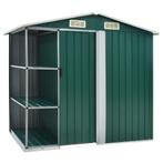 vidaXL Tuinschuur met rek 205x130x183 cm ijzer groen, Tuin en Terras, Verzenden, Nieuw