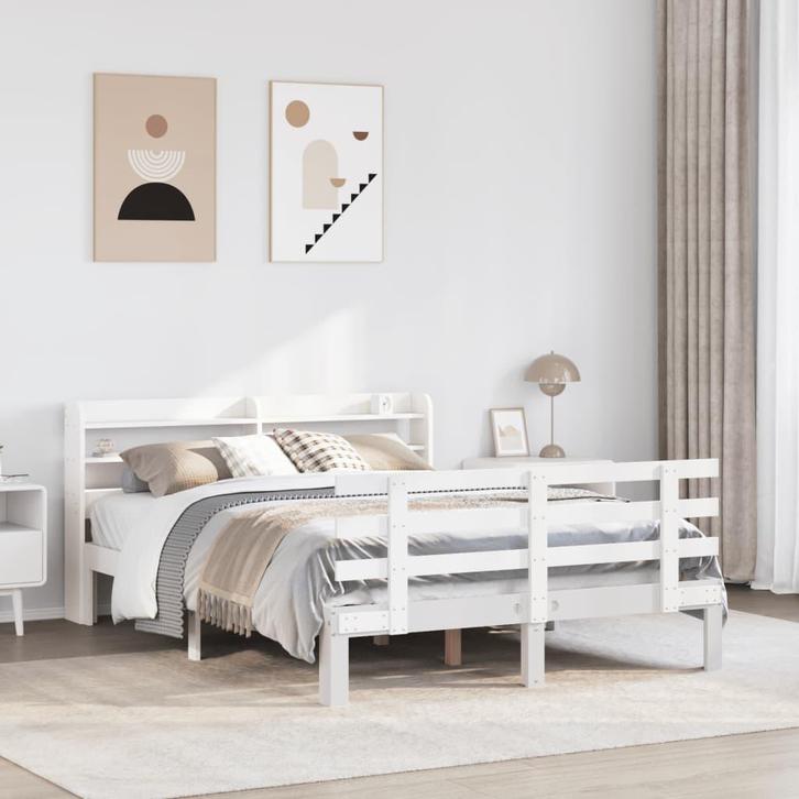 vidaXL Bedframe met hoofdeinde zonder matras 120x200 cm wit, Maison & Meubles, Chambre à coucher | Lits, Envoi
