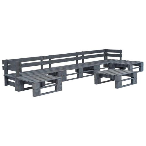 vidaXL 6-delige Loungeset pallet hout grijs, Jardin & Terrasse, Ensembles de jardin, Envoi