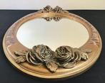 Spiegel- Barbola - Mooie ovale Art Deco spiegel versierd met, Antiek en Kunst
