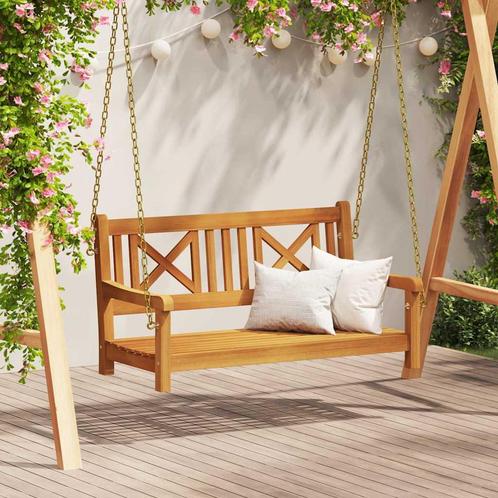 vidaXL Tuin Schommelbank Bruin 119 x 35 x 47 cm Massief, Tuin en Terras, Tuinsets en Loungesets, Nieuw, Verzenden