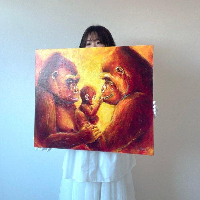 infinity artist NAO - GorillaFamily Love Painted by, Antiek en Kunst, Kunst | Schilderijen | Modern