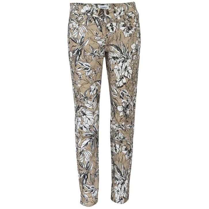 Cambio • Pina Short jeans beige bladmotief • 34, Kleding | Dames, Broeken en Pantalons, Verzenden