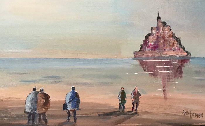 Anne-Esther (1964) - Mont Saint-Michel à marée basse, Antiek en Kunst, Kunst | Schilderijen | Klassiek
