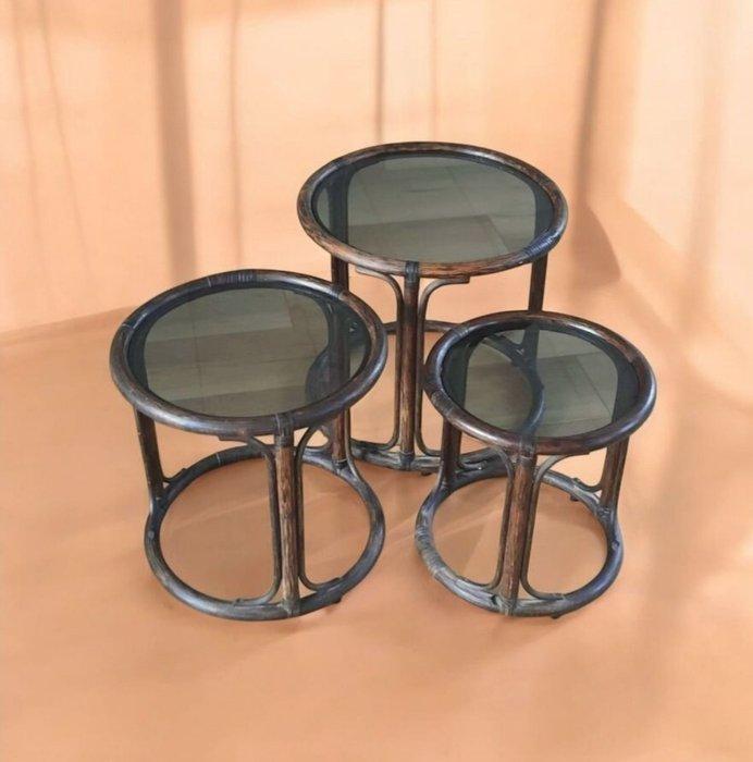 Set bijzettafels (3) - Vintage & Bohême - Rattan, Bamboe,, Antiek en Kunst, Kunst | Designobjecten
