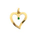 Gouden hart hanger met smaragd (kettinghanger met smaragd), Ophalen of Verzenden