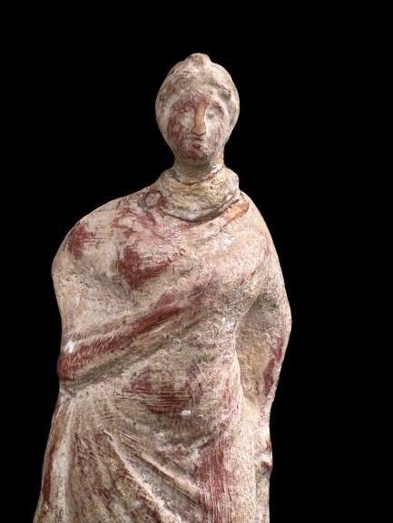 Oud-Grieks Terracotta Gevouwen vrouwelijke figuur. Spaanse, Verzamelen, Mineralen en Fossielen