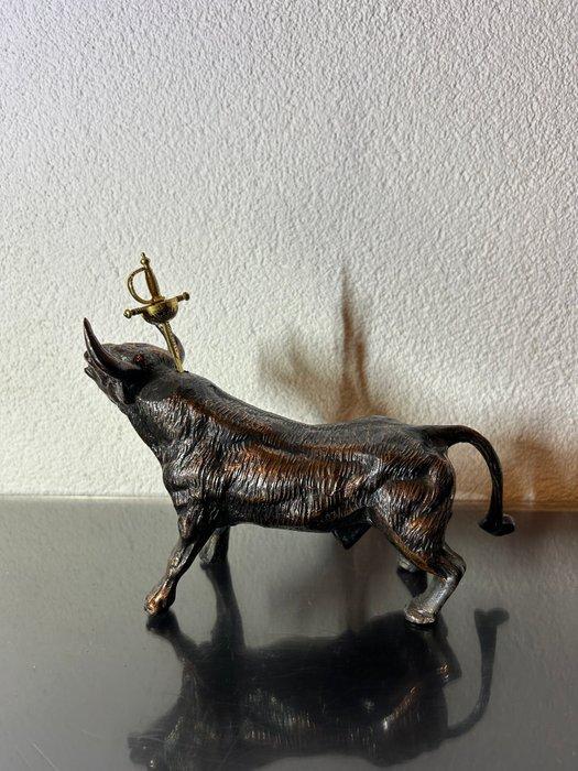 Beeld, Stier - 16 cm - Brons - 1970, Antiek en Kunst, Curiosa en Brocante