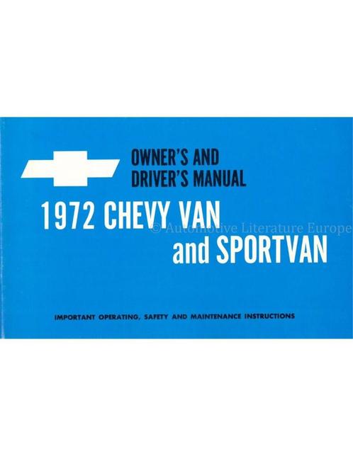 1972 CHEVROLET CHEVY VAN | SPORTSVAN CHEVROLET, Auto diversen, Handleidingen en Instructieboekjes