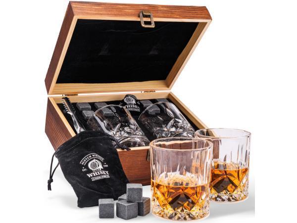 Veiling - Whisky set 8 Koelstenen en 2 Whiskey Glazen, Tickets en Kaartjes, Kortingen en Cadeaubonnen
