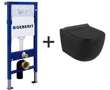 Toilet mat zwart + Geberit inbouwreservoir - Gratis Levering