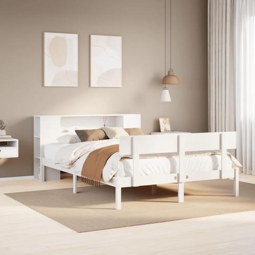 vidaXL Bed met boekenkast zonder matras grenenhout wit, Huis en Inrichting, Slaapkamer | Bedden, Nieuw, Verzenden