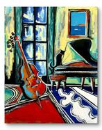 Jiel - Chat noir au vieux Piano et violoncelle, in Paris ( X