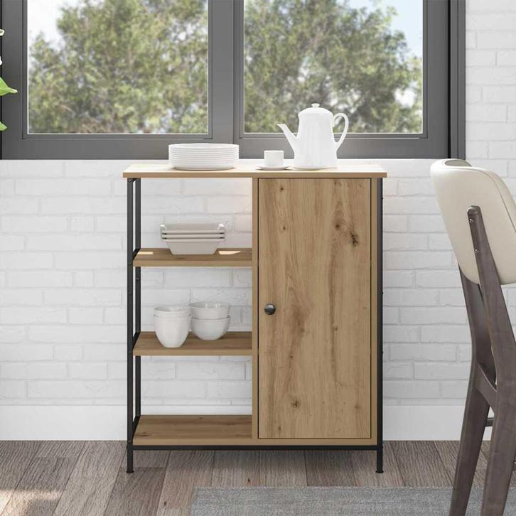 vidaXL Dressoir artisanaal eikenkleurig 70 x 30 x 80 cm, Huis en Inrichting, Kasten | Dressoirs, Nieuw, Verzenden