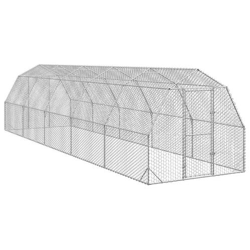 vidaXL Kippenren 2,5x10x2,25 m gegalvaniseerd staal, Dieren en Toebehoren, Knaagdieren en Konijnen | Hokken en Kooien, Nieuw, Verzenden