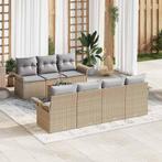 vidaXL Tuinbank Set 8 pcs Beige Poly rattan, Tuin en Terras, Verzenden, Nieuw