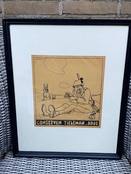 Willy Sluiter (1873-1949) - Ontwerp reclame affiche Tieleman, Antiquités & Art, Art | Peinture | Classique