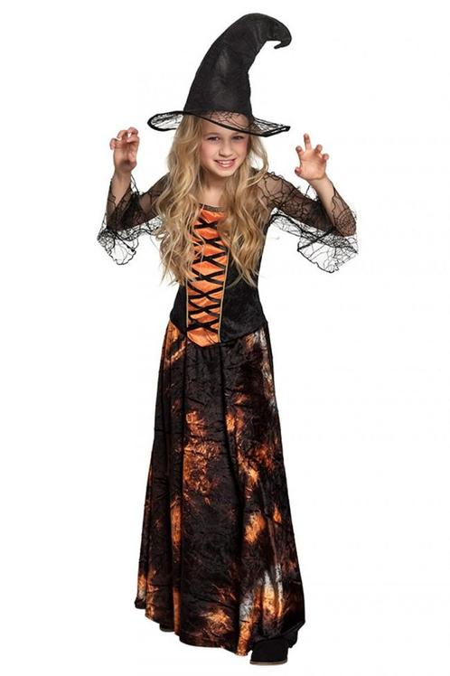 Jurkje Heks Oranje met Heksenhoed maat 104-110-116 4-6 Jaar, Kinderen en Baby's, Carnavalskleding en Verkleedspullen, Meisje, Nieuw