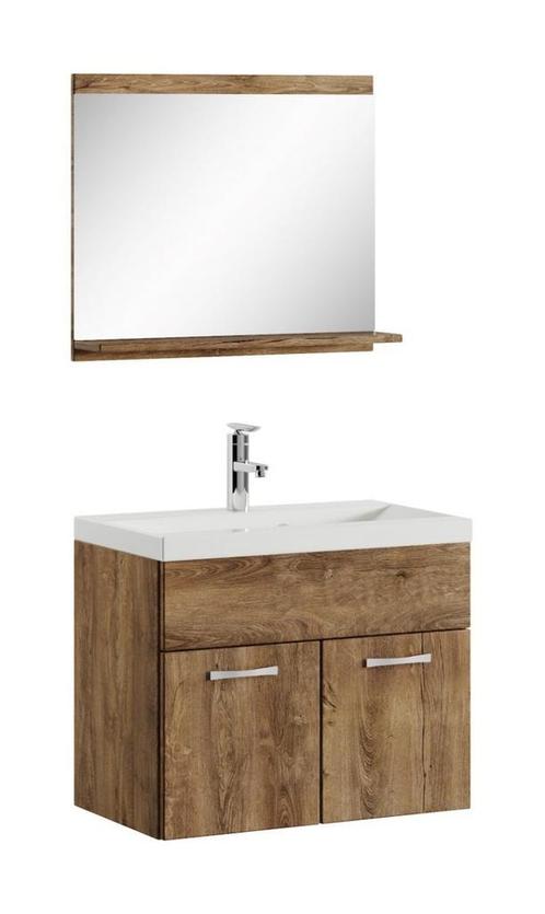 Badkamermeubel Montreal Set 02 60 x 35 cm Bruin Eiken, Huis en Inrichting, Badkamer | Badkamermeubels, Nieuw, Verzenden