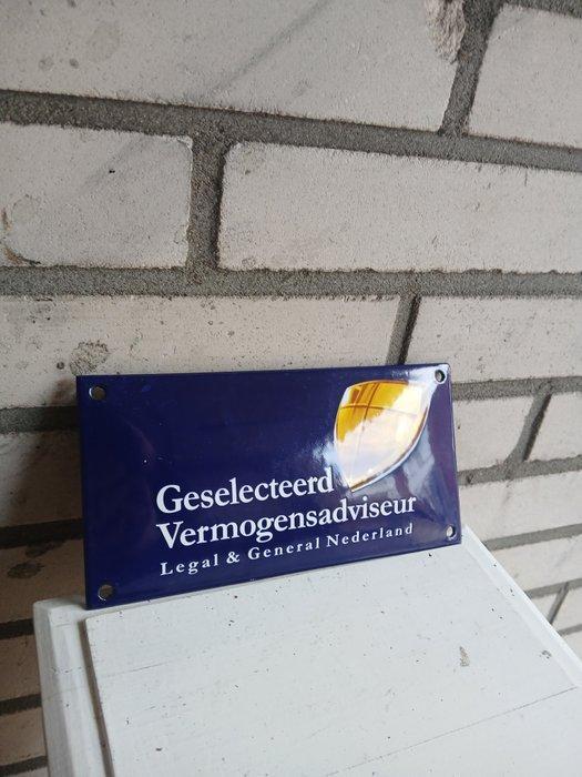 Emaille reclamebord – “Geselecteerd Vermogensadviseur –, Antiek en Kunst, Antiek | Wandborden en Tegels