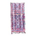 Handwoven Berber Boucherouite Moroccan Rug - Pink Blue Black, Huis en Inrichting, Nieuw