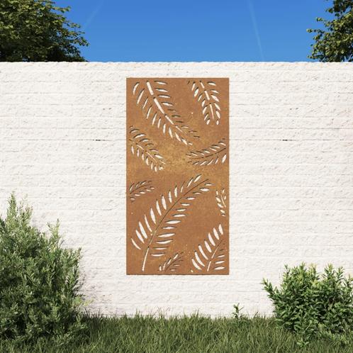 vidaXL Wanddecoratie tuin bladontwerp 105x55 cm cortenstaal, Collections, Posters & Affiches, Envoi