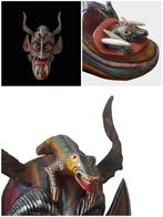 Sculpture, Mascherone - Diavolo - 1950 Ca - 82 cm - Bois,, Antiek en Kunst