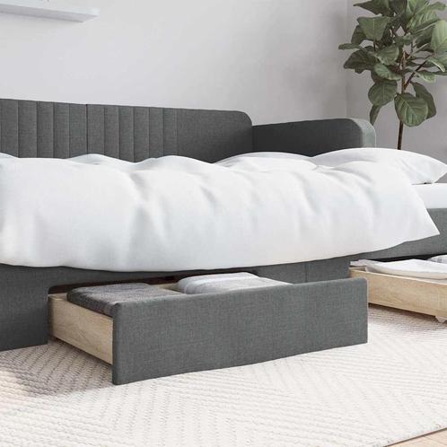 vidaXL Bedlades 2 st bewerkt hout en stof donkergrijs, Huis en Inrichting, Slaapkamer | Bedden, Nieuw, Verzenden