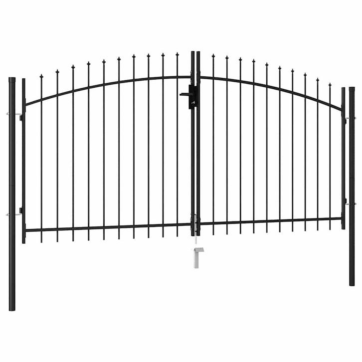 vidaXL Poort met puntige bovenkant dubbel 3x1,5 m staal, Tuin en Terras, Tuinpoorten, Nieuw, Verzenden