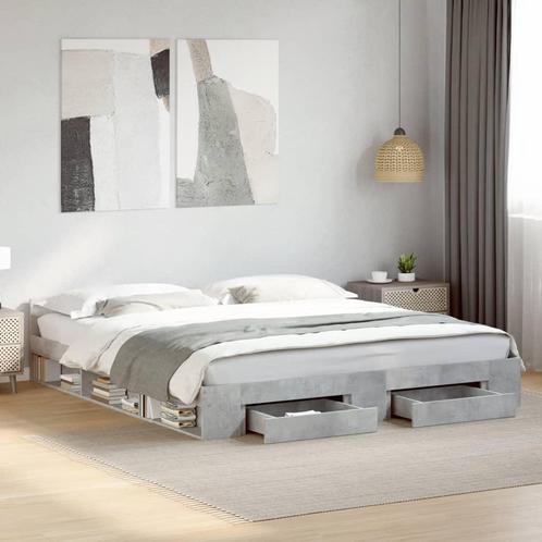 vidaXL Bedframe met lades bewerkt hout betongrijs 180x200 cm, Huis en Inrichting, Slaapkamer | Bedden, Nieuw, Verzenden