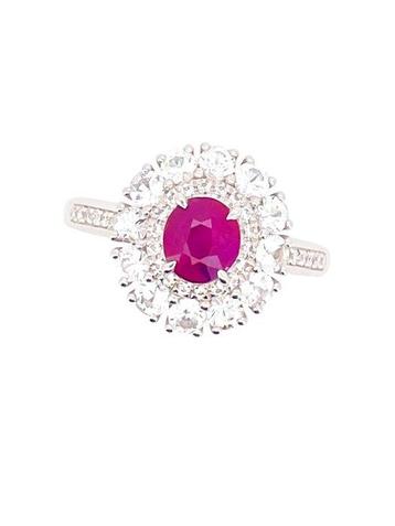 Ring Platina - 1.96ct. tw. Robijn - Diamant - Burma